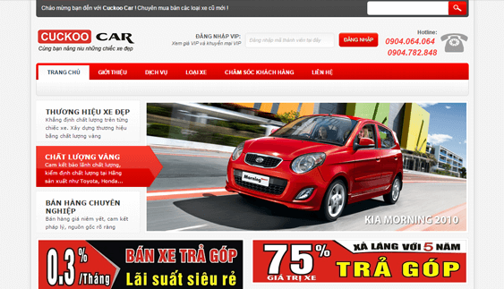 Mẫu thiết kế website bán ô tô cuckoocar.com của Vinaweb