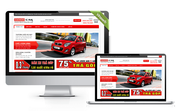 Mẫu thiết kế website bán ô tô cuckoocar.com của Vinaweb