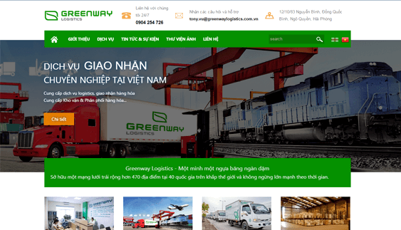 Mẫu trang web dịch vụ vận chuyển Greenwaylogistics.com.vn