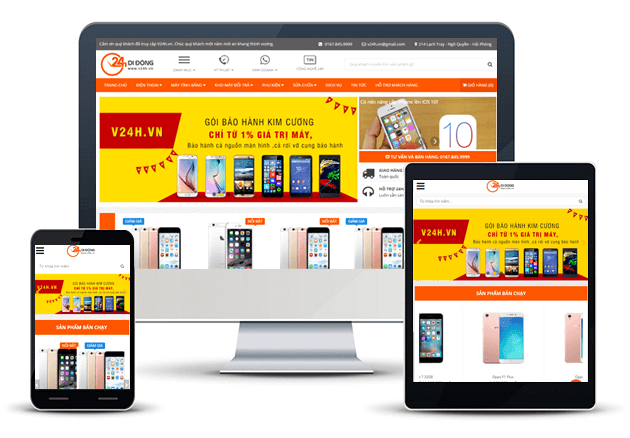Thiết kế website bán điện thoại Smartphone Online V24h.vn