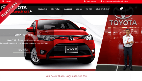 Thiết kế website bán ô tô sang trọng Toyotavip.vn