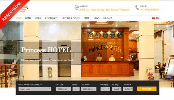 Website khách sạn công chúa Princesshotelhaiphong.vn