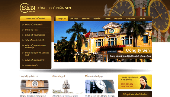 Website khách sạn kết hợp thi công Đồng hồ công cộng Sen