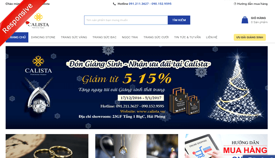 Xây dựng website bán trang sức cao cấp Calista.vn